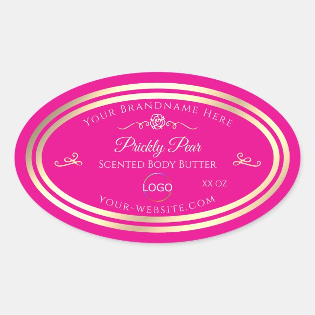 Noble Étiquette de produits roses chaudes avec log (Devant)