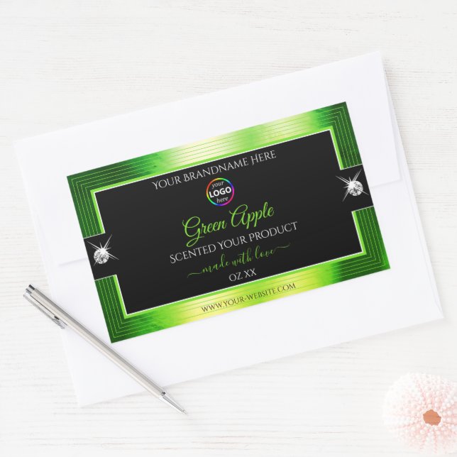 Noble noir marbré vert avec logo Étiquette produit (Enveloppe)