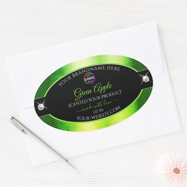 Noble noir marbré vert avec logo Étiquette produit (Enveloppe)