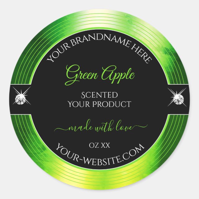 Noble noir marbré vert brillants Étiquette de prod (Devant)