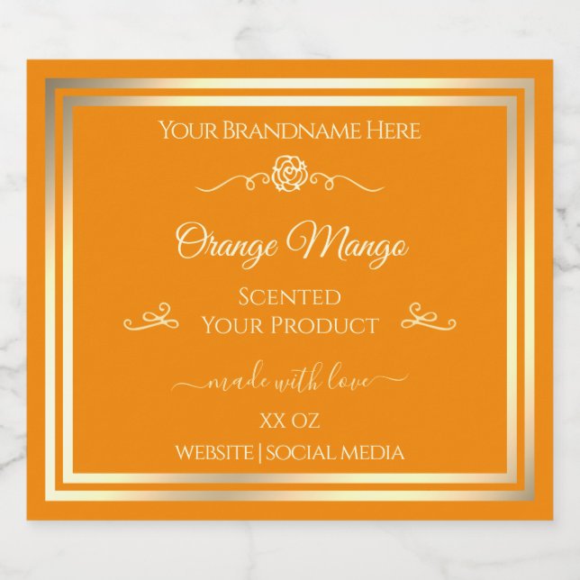 Noble Orange Étiquette de produit Gold Frame Rose  (Étiquettes simples)