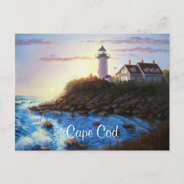 Nobska Lighthouse Cape Cod MA Painting Carte posta (Devant)