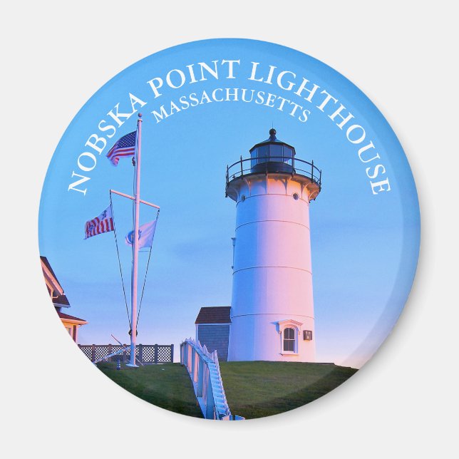 Nobska Point Phare Massachusetts Rond Magnet (Devant)