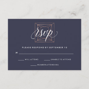 Noces de diamant géométriques RSVP sur le bleu de