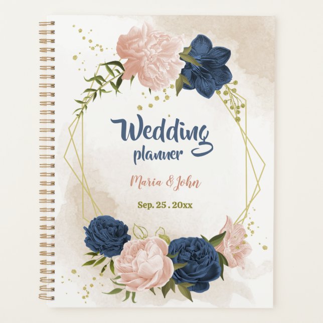 Noces navy et fleurs verdure blush  (Devant)