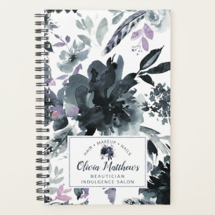 Nocturne Floral Aquarelle Marine Monogramme