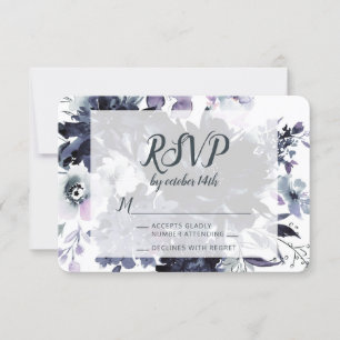 Nocturne Floral Dusty Blue Wedding Réponse RSVP