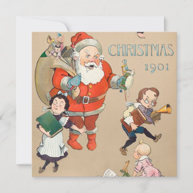 Noël 1901 santa claus carte de vacances (Devant)
