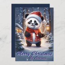 Noël 1 panda, Joyeuses fêtes, Carte de Noël