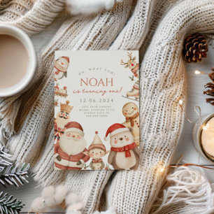 Noël 1er anniversaire Invitation pour garçons hive