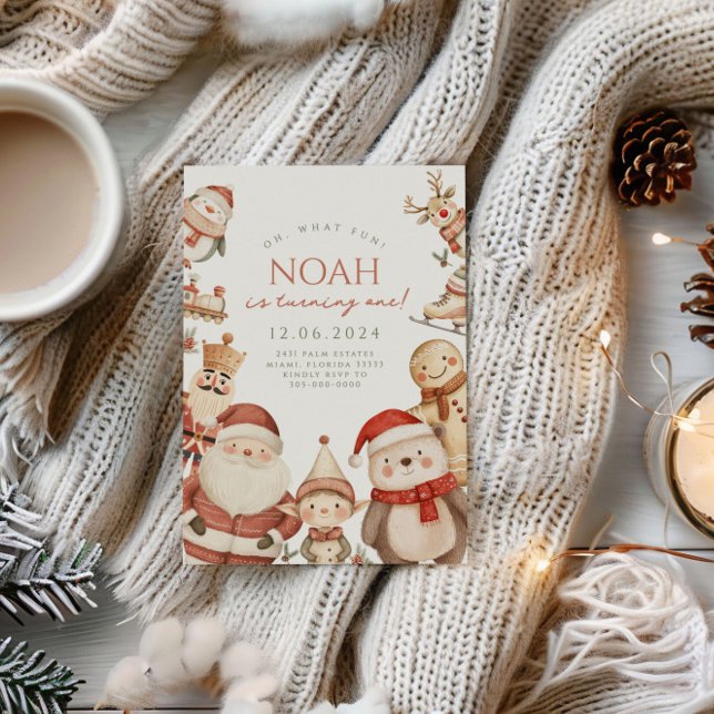 Noël 1er anniversaire Invitation pour garçons hive (Créateur téléchargé)