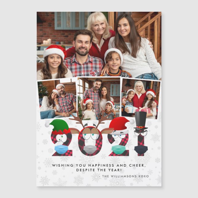 Noël 2021 Mignons Masques Visage Silly & Photo Pla (Devant)