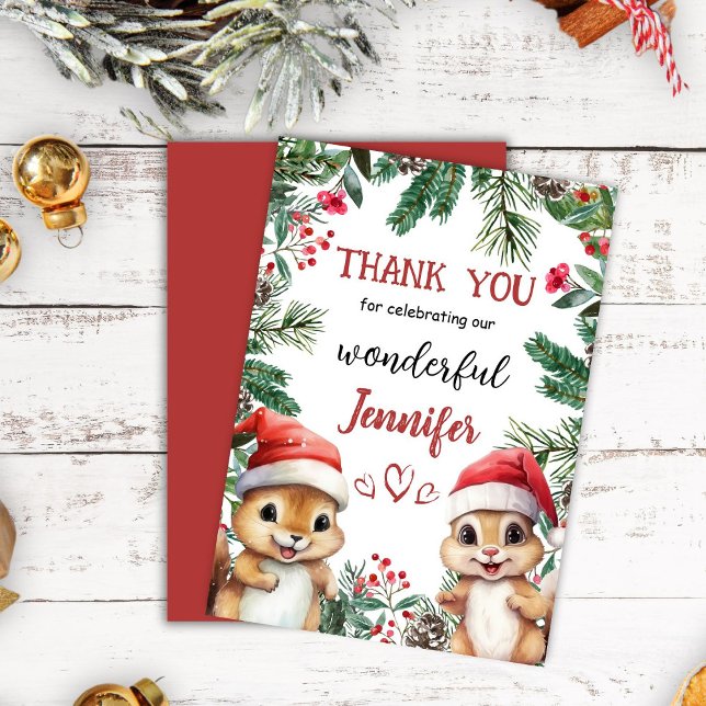 Noël 2° Anniversaire Carte de remerciements d'écur (Créateur téléchargé)