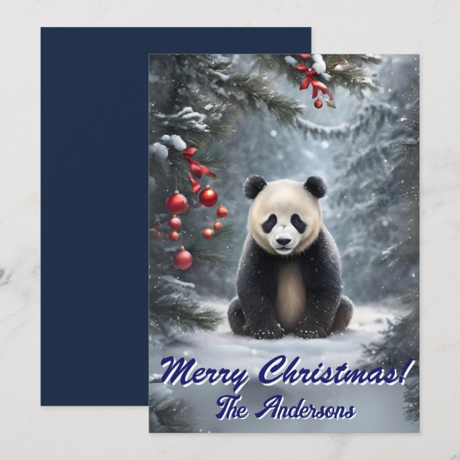 Noël 2 panda, Joyeuses fêtes, Carte de Noël (Devant / Derrière)