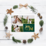 Noël 3 photo moderne vert foin carte de vacances<br><div class="desc">Noël 3 photo typographie moderne carte de vacances verte. Design graphique design minimaliste,  partie d'une collection. Disponible en d'autres couleurs.</div>