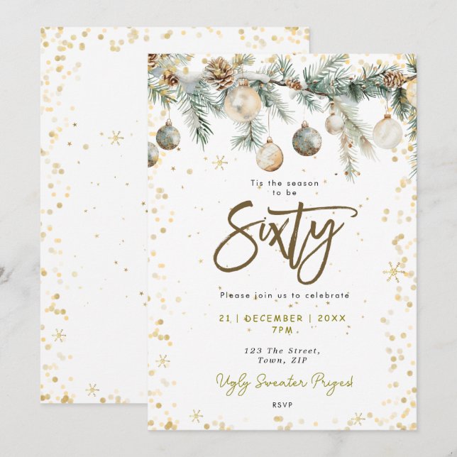 Noël 60 fête baubles pin invitation (Devant / Derrière)