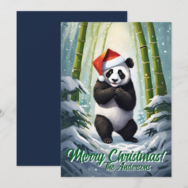 Noël 7 panda, Joyeuses fêtes, carte de Noël (Devant / Derrière)