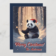 Noël 9 panda, Joyeuses fêtes, carte de Noël