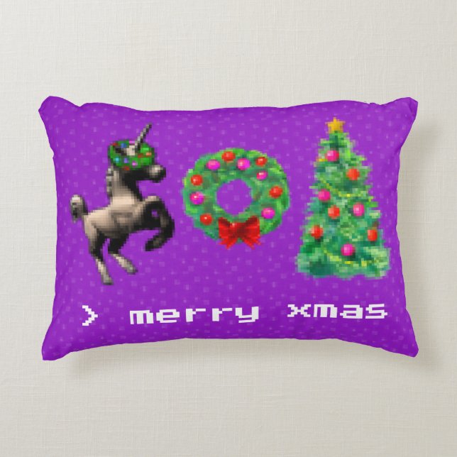 "Noël à 8 bits" Coussin d'accent de Noël à Noël à  (Devant)