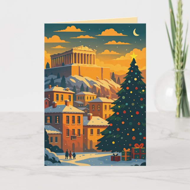 Noël à Athènes Grèce Carte de vacances – Festive  (Devant)