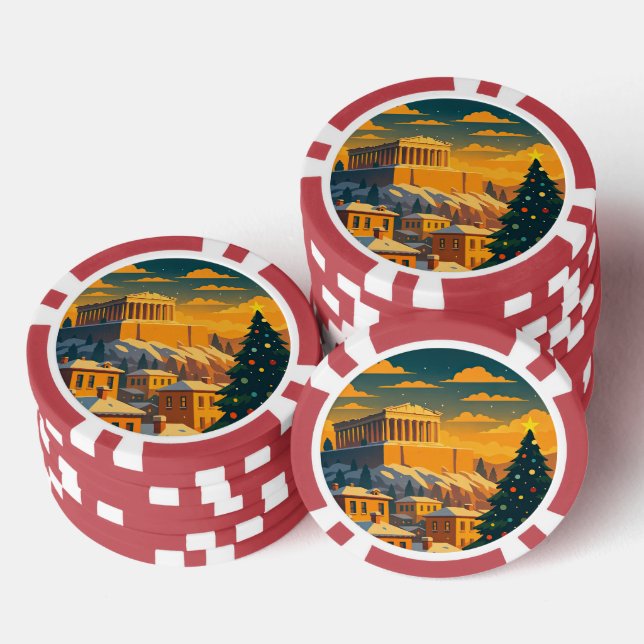 Noël à Athènes Jetons de Poker - Grèce festive  (Empiler)