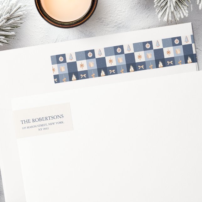 Noël À damiers Étiquette de adresse (Créateur téléchargé)