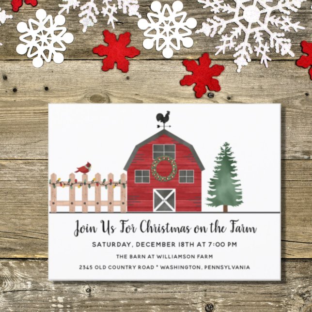 Noël à la ferme Rustic Invitation de fête de vacan (Créateur téléchargé)
