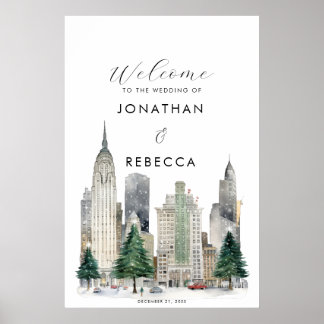 Noël à New York mariage affiche de bienvenue