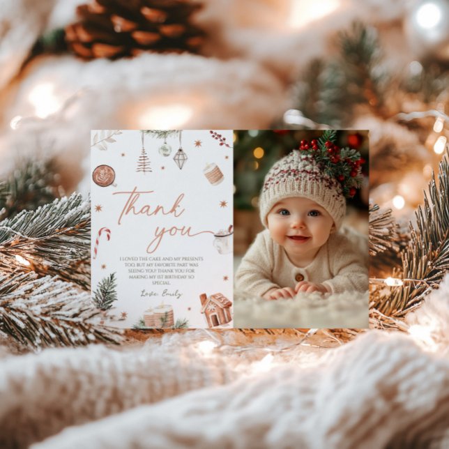 Noël Anniversaire Photo Carte de remerciements (Créateur téléchargé)