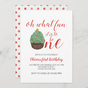 Noël Arbre Cupcake Invitation d'anniversaire