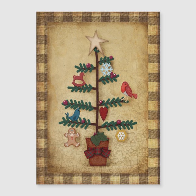 Noël | Arbre d'art populaire et ornements de feutr (Devant)