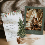 Noël Arbre Lumières Mariage d'hiver Invitation<br><div class="desc">Boho Rustic Christmas Tree Lights Faire-part de mariage de vacances d'hiver. Bohemian Style Drop Botanical Invitation avec Boho Elégant et Simple Boho Rustic Tree and Pine Botanical en Aquarelle imprimée à la main. La couleur arrière - plan Sage Green est magnifique pour les mariages de boho et les mariages de...</div>