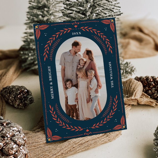 Noël Art folk Carte photo de vacances (Créateur téléchargé)