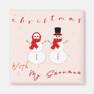 Noël avec mon bonhomme de neige   Magnet Noël mign
