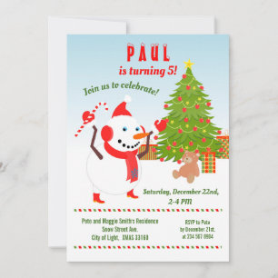 Noël avec Snowman Anniversaire Fête Invitation
