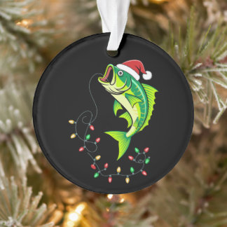 Noël Bass Fish Chapeau de Père Noël Lumières Pêche
