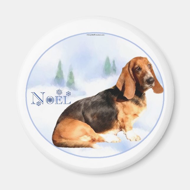 Noel Basset Hound Magnet (Devant)