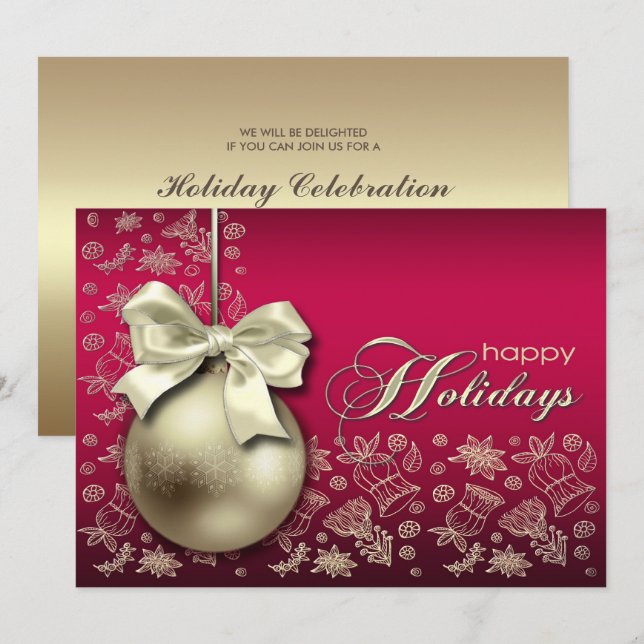 Noël Bauble Fête de Noël Invitation (Devant / Derrière)