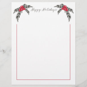 Noël Berries Happy Holidays Letterhead