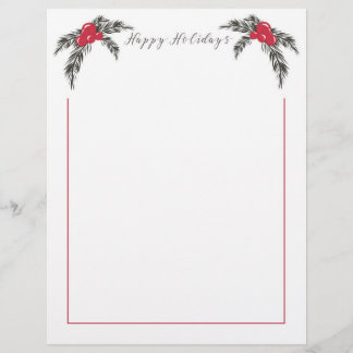 Noël Berries Happy Holidays Letterhead