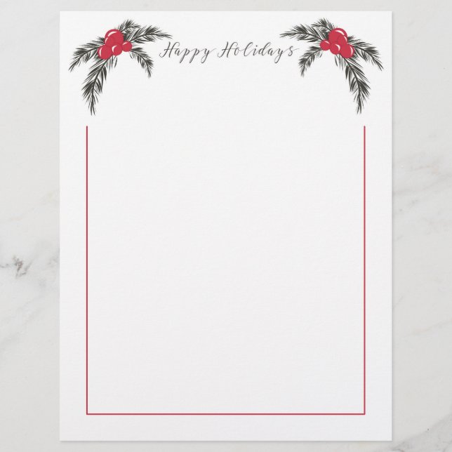 Noël Berries Happy Holidays Letterhead (Devant)