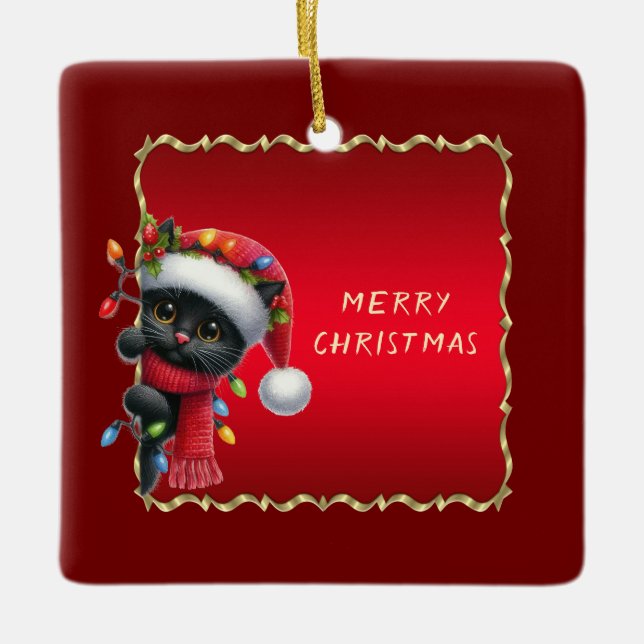 Noël Black Cat Ornement de Noël (Devant)