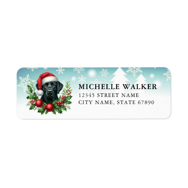 Noël Black Labrador Retriever Étiquettes de adress (Devant)