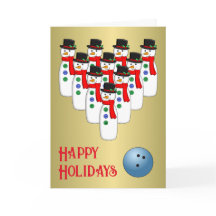 Noël Bowling Snowmen Plié Carte de vacances