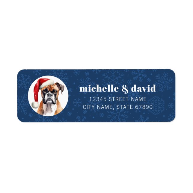 Noël Boxer Chien Retour Adresse Étiquettes (Devant)
