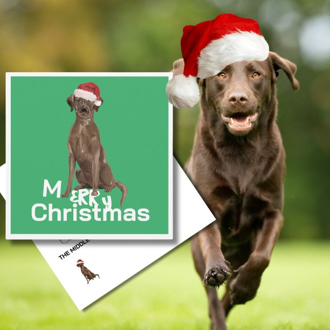 Noël Brown Labrador Chien vert Joyeux voeux (Créateur téléchargé)