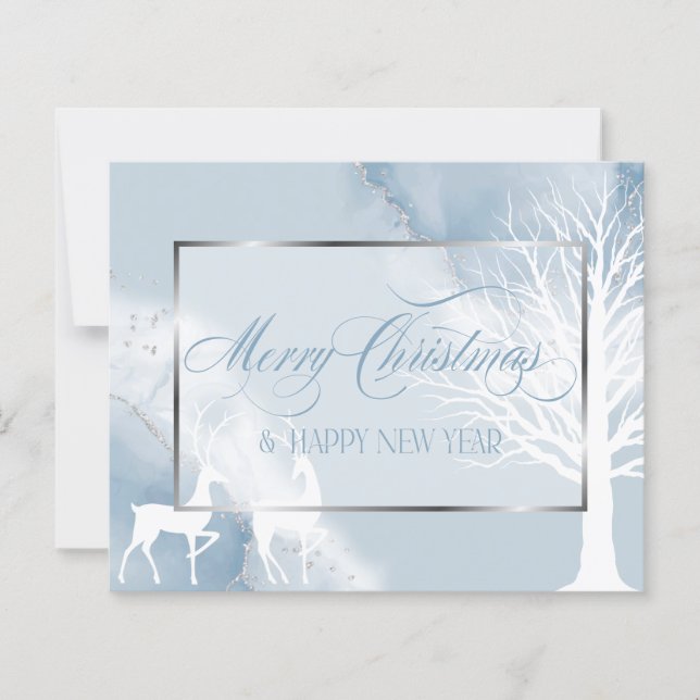 Noël Budget Abstrait Dusty Blue Winter Tree (Devant)