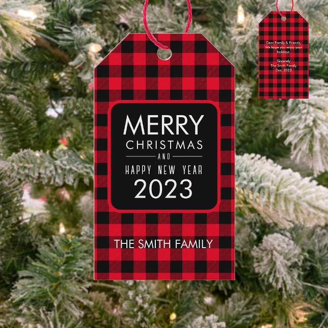 Noël Buffalo Plaid Favoriser les étiquettes cadeau (Créateur téléchargé)