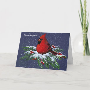 NOËL : CARDINAL : OISEAU : NEIGE : CARTE