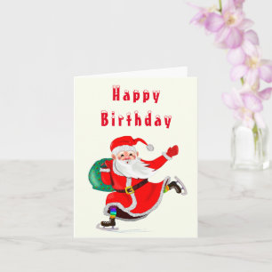 Noël Carte d'anniversaire Père Noël avec cadeau